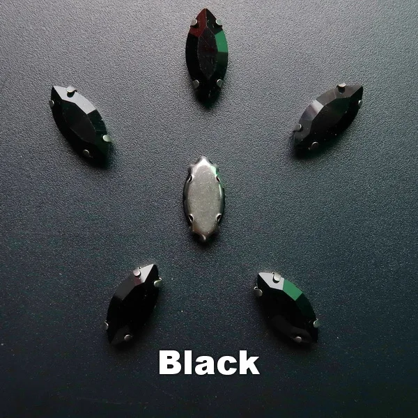 A2 Black Желе конфеты AB цвета стекло кристалл серебро коготь настройки 7*15 мм Navette Маркиза Форма пришить Стразы Бисер свадебное платье diy - Цвет: A2 Black