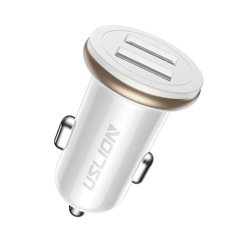 White USLION Dual USB Car Charger For Mobile Phone Tablet GPS Mini Car-Charger for iPhone Huawei Xiaomi Samsung Charger Adapter in Car - Тип штекера: White