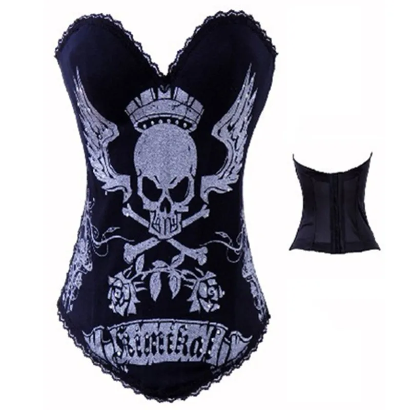 Горячие Продажи Корсет Панк Сексуальная Бюстье Череп Корсеты Мода Корсетные
