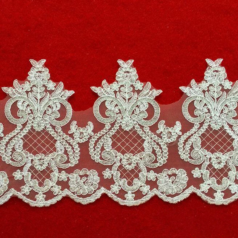18 ярдов изящная искусственная ткань вышитая кружевная аппликация для одежды