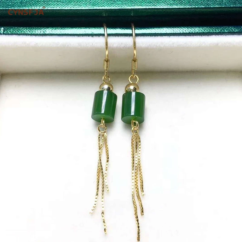 Сертифицированный подвескаиз натурального камня jade Jasper Nephrite инкрустированный стерлингового серебра 925 счастливые серьги с нефритом зеленый высокое качество чудесные подарки