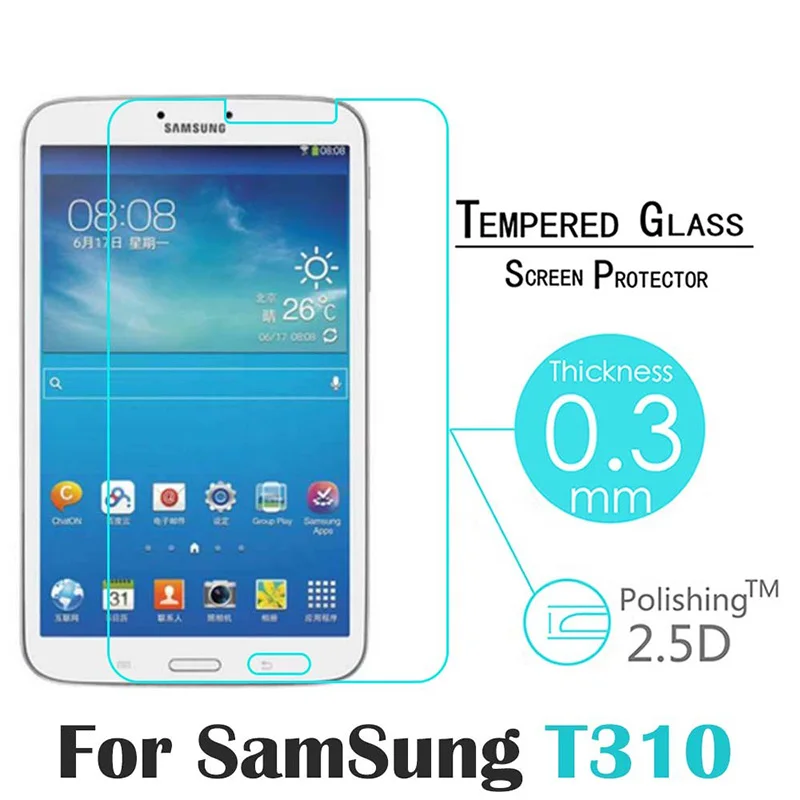 

9H 2.5D Tempered Glass For Samsung Galaxy Tab 3 T310 T311 8" Screen Protect Clear Cover For SM-T310 SM-T311 Protector Film 0.3MM