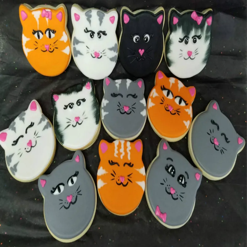 KENIAO 5pcs Cat Cookie Cutters Set Stainless Steel Mould Face Sitting/Curled/Frightened Halloween Cat&ampGoldfish Large Cutter | Дом и сад