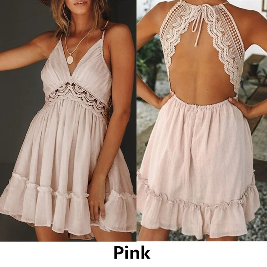 Zogaa летнее Новое Женское платье Дамское сексуальное с открытой спиной без