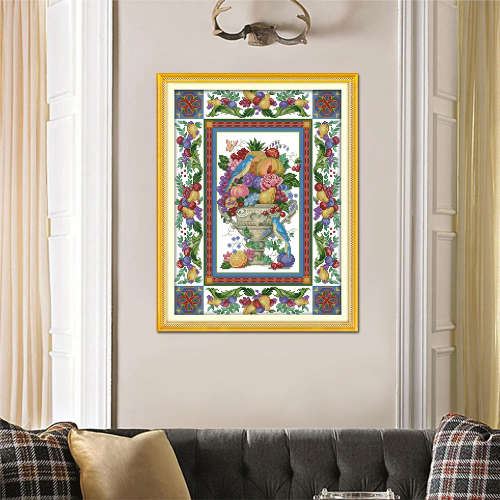 Joy Sunday Gorgeous Fruit Home Decor J160 Counted and Stamped Bowl Needlework Embroidery Cross Stitch Kit |