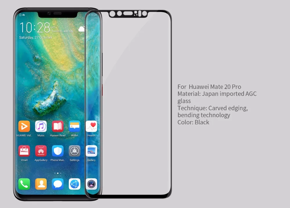 Huawei mate 20 Pro, оригинальное стекло Nillkin CP+ Max, полное покрытие, 3D закаленное стекло, Защита экрана для huawei mate 20 Pro glass
