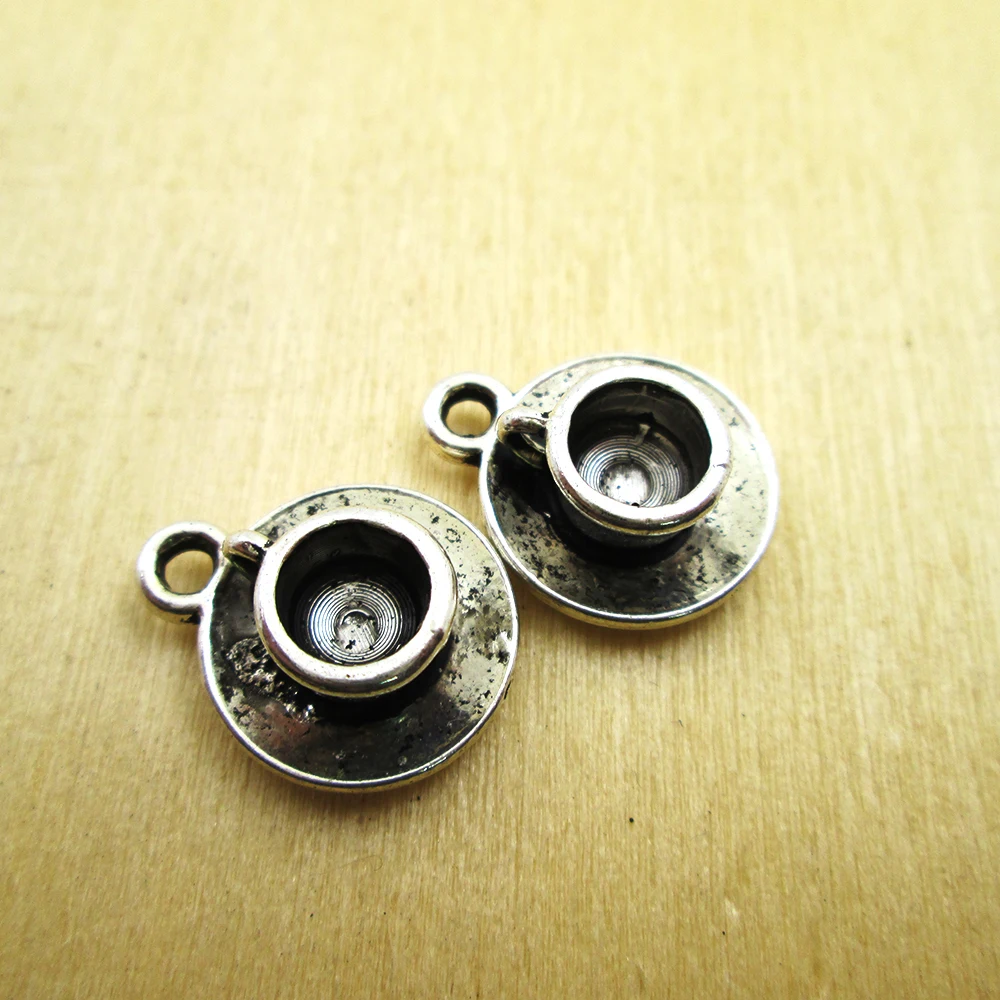 

10pcs--19x15mmTea Cup Charms Tea Cup Charms Pendants - DIY necklace/ bracelets charms antique silver tone