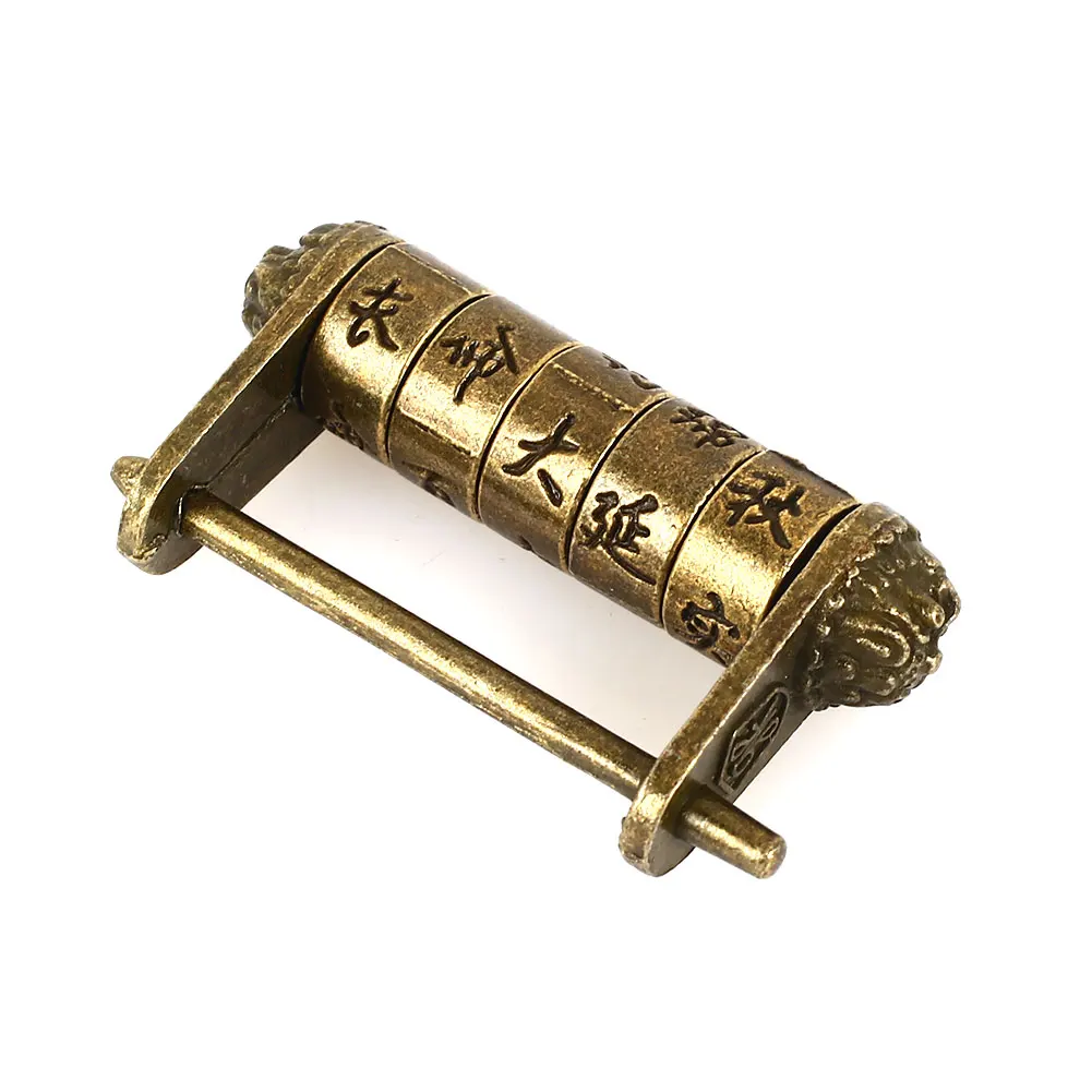 Ретро Пароль замок W/ключ Резные слова китайский винтажный латунный креативный