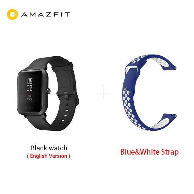 Black black blue Huami Amazfit Bip ультра-светильник 32g спортивные умные часы с Wi-Fi Bluetooth gps 45 дней в режиме ожидания - Цвет: Black black blue