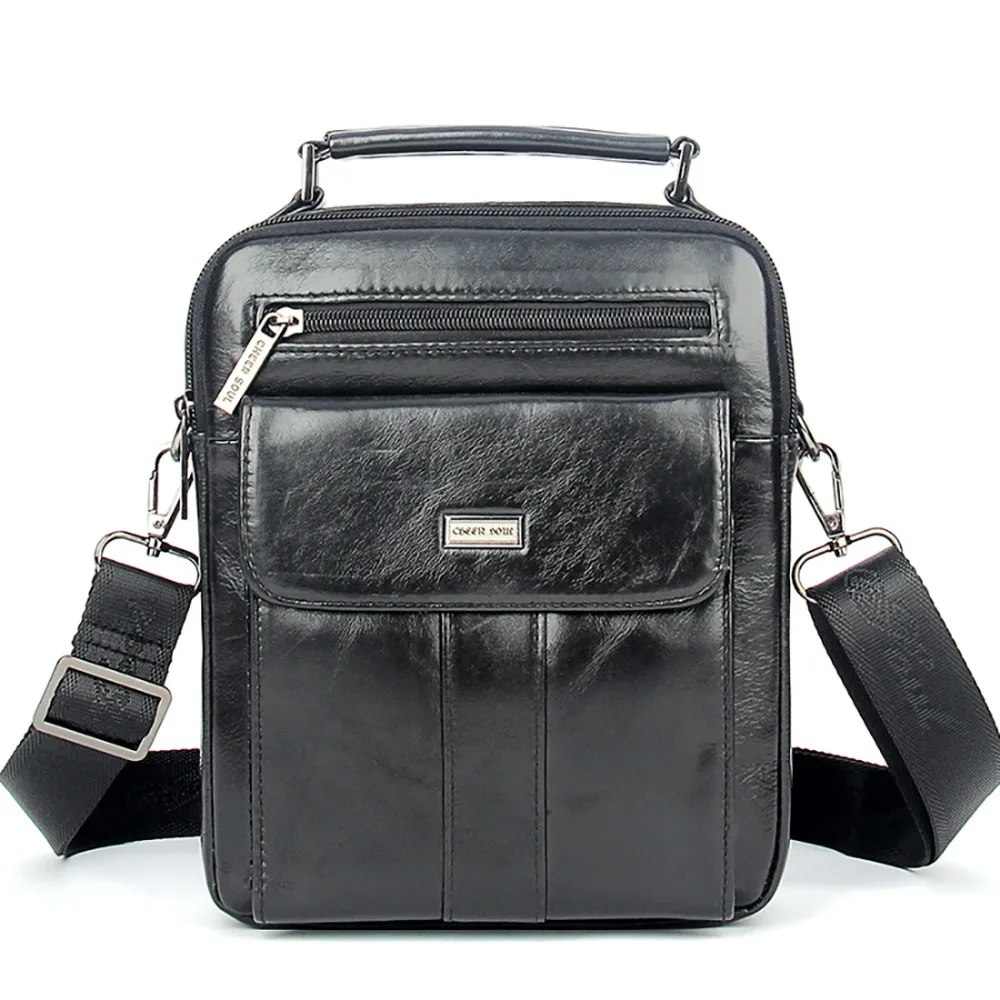 Маленькие Мужские сумки из натуральной кожи деловой портфель на ремне