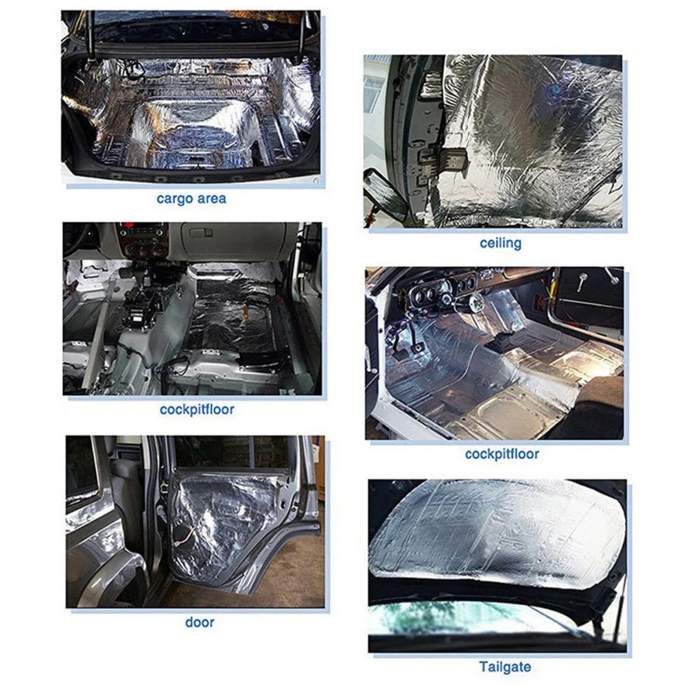 12pcs 5mm Car Firewall Sound Deadener Heat Insulation Deadening Mat Pads Door Hood Fiberglass Rubber Sponge Tri-layer 50*30cm