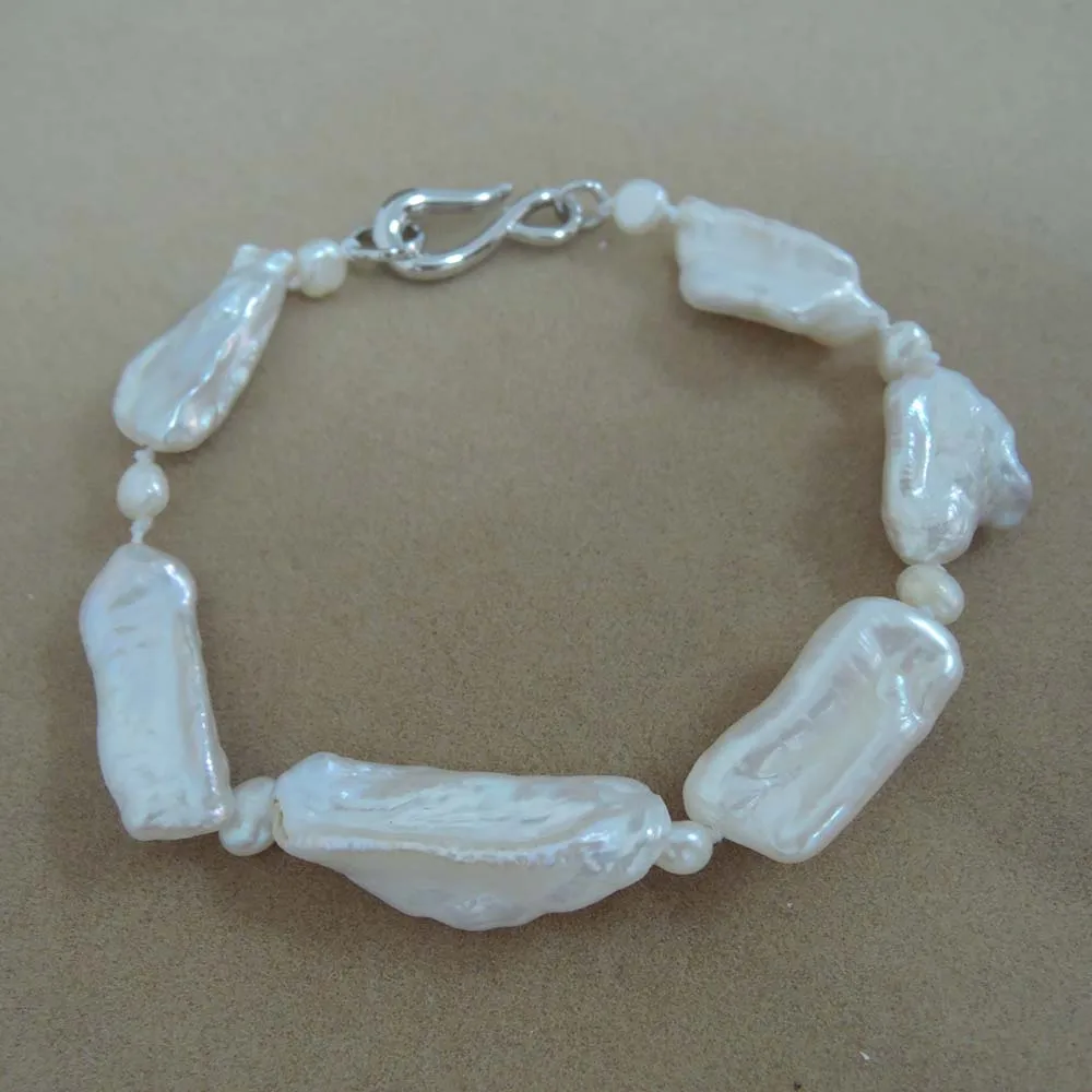 free shipping bIWA baroque shape bracelet 100% NATURE FRESHWATER Baroque PEARL BRACELET-with nice pearl clasp | Украшения и