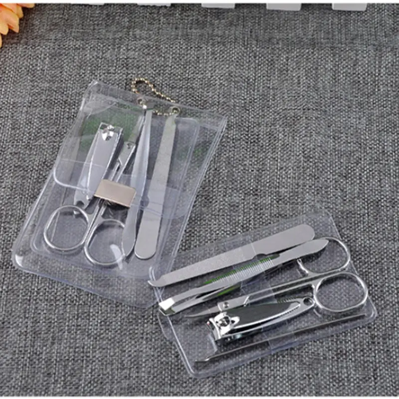 

5pcs Portable Manicure Steel Nail Care Tools Pedicure Scissor Tweezer Knife Ear pick Utility Nail Clipper Kit Nail Art Equipment