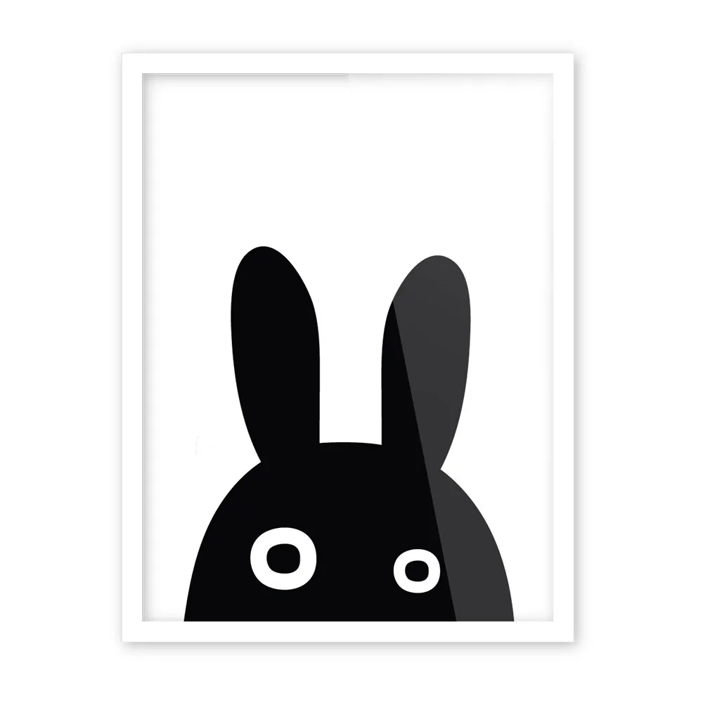 Черно-белые Kawaii животные Медведь Кролик постеры принты скандинавские детские комнаты настенные художественные картины Домашний декор холст живопись без рамки