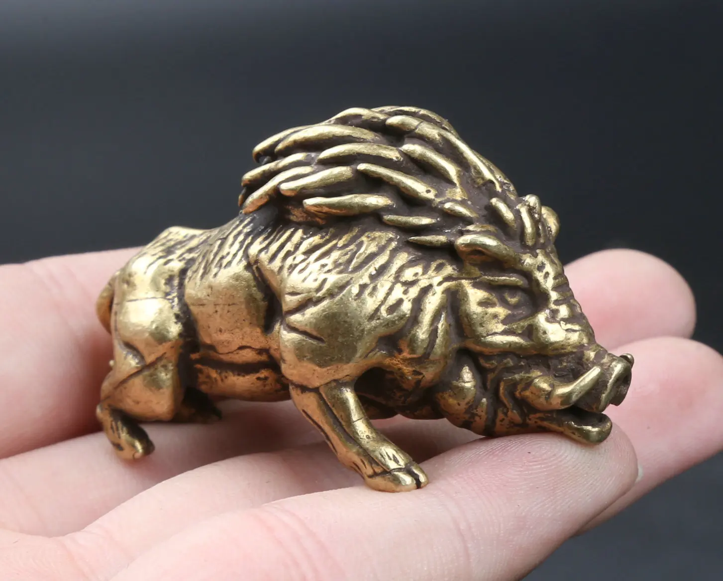 54MM/2.1&quot Collect Curio Rare Chinese Fengshui Small Bronze Exquisite Boar Wild Sus Scrofa Statue Statuette 123g | Дом и сад