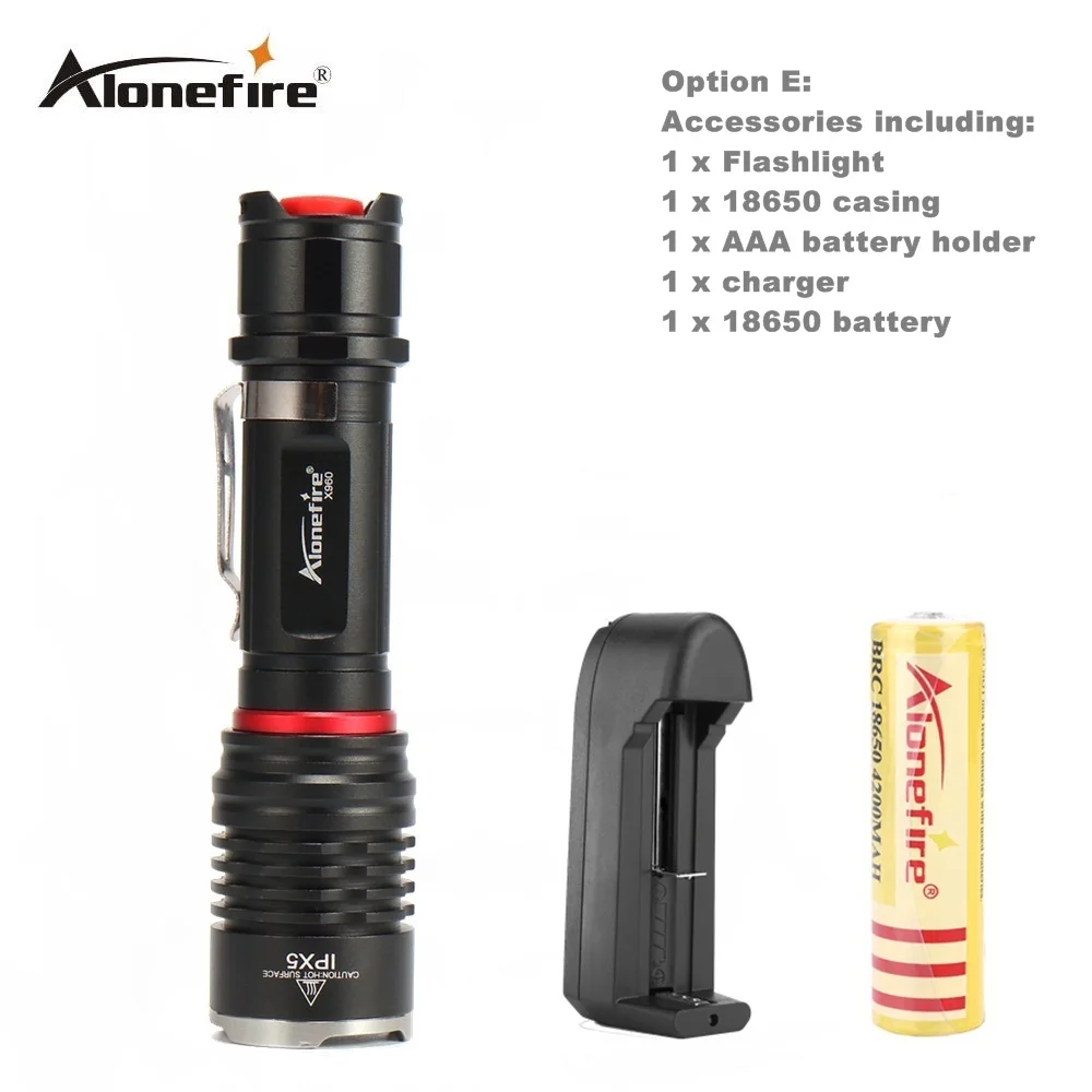 Option E AloneFire X960 USB удобный мощный светодиодный фонарик Перезаряжаемые факел usb велосипедная фара карманный светодиодный Масштабируемые светодиодные лампы для охоты - Испускаемый цвет: Option E