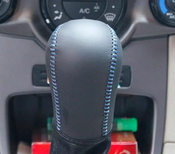 Наппа кожаная ручка переключения для автомобиля Ford Fiesta Ecosport MT крышка автомобиля на рукоятке переключения передач натуральная кожа коробка передач Крышка ручки - Название цвета: as photo