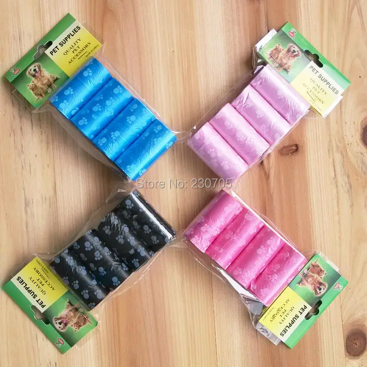 80 шт. Сумки = 4 рулона собак Pet Carrier Clean-Up Палочки Up отходов Poop U цвет Черный Синий