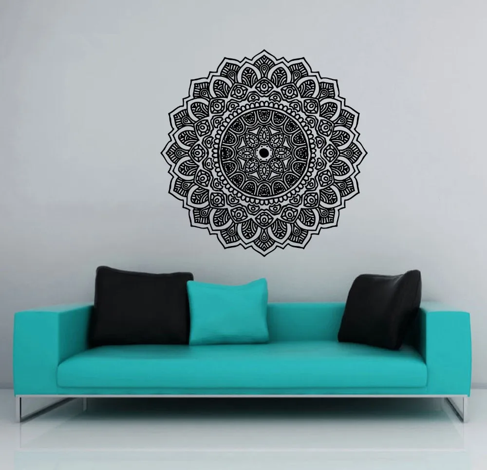 

Pinturas Murais Big Mandala Vinyl Wall Decal Yoga Sticker Menhdi Lotus Large Pattern Ornament Om Indian Mural Home Decor