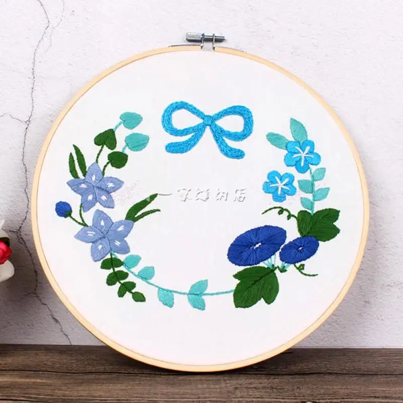 14-25cm DIY лента цветы вышивка набор для начинающих с обручем рукоделие Наборы вышивки крестом серии художественных промыслов Швейные Декор иглы искусство - Цвет: 14-25cm