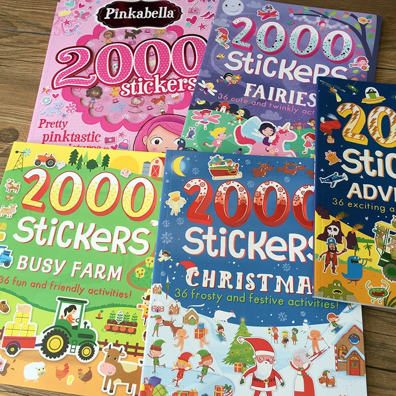 2000 наклеек книга для занятий на английском языке детей/27*24 см
