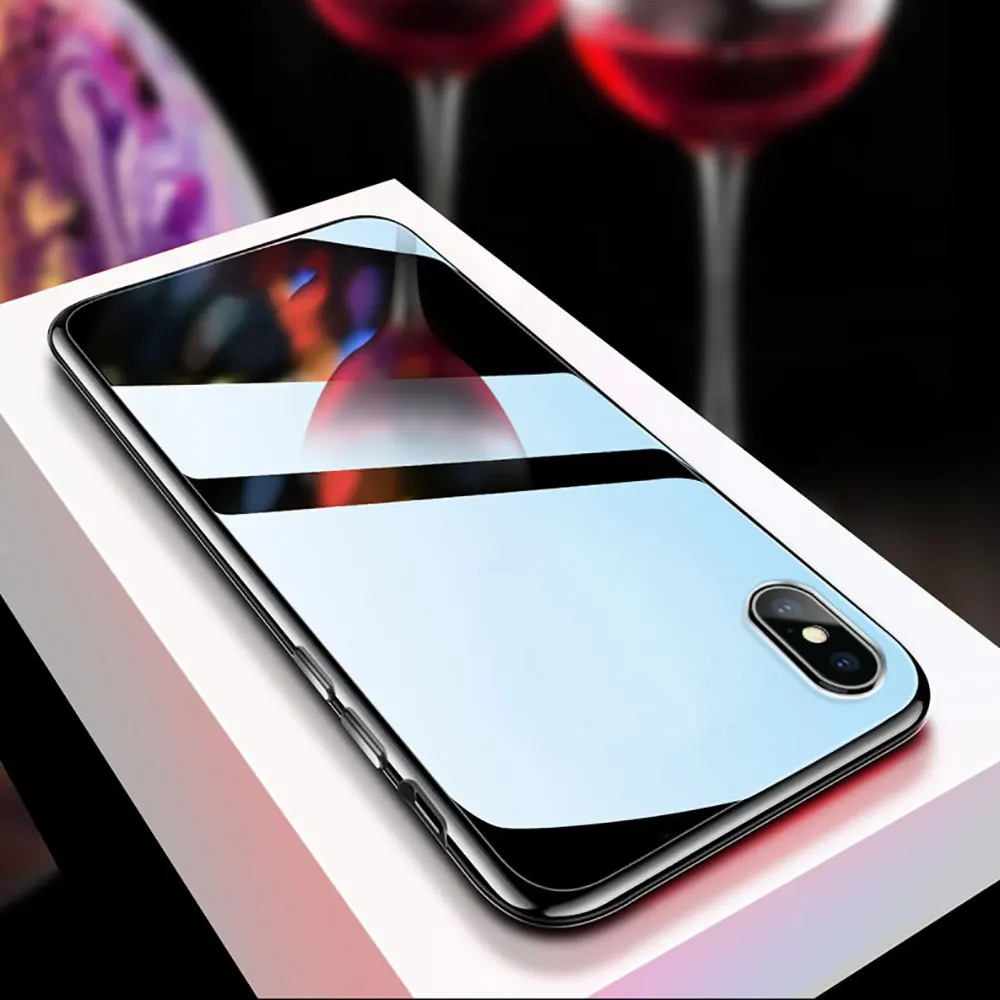 KISSCASE Tempered Glass Phone Case For iPhone 7 8 XR XS MAX Aurora Laser Protective Cases X 6 6s Plus Cover |