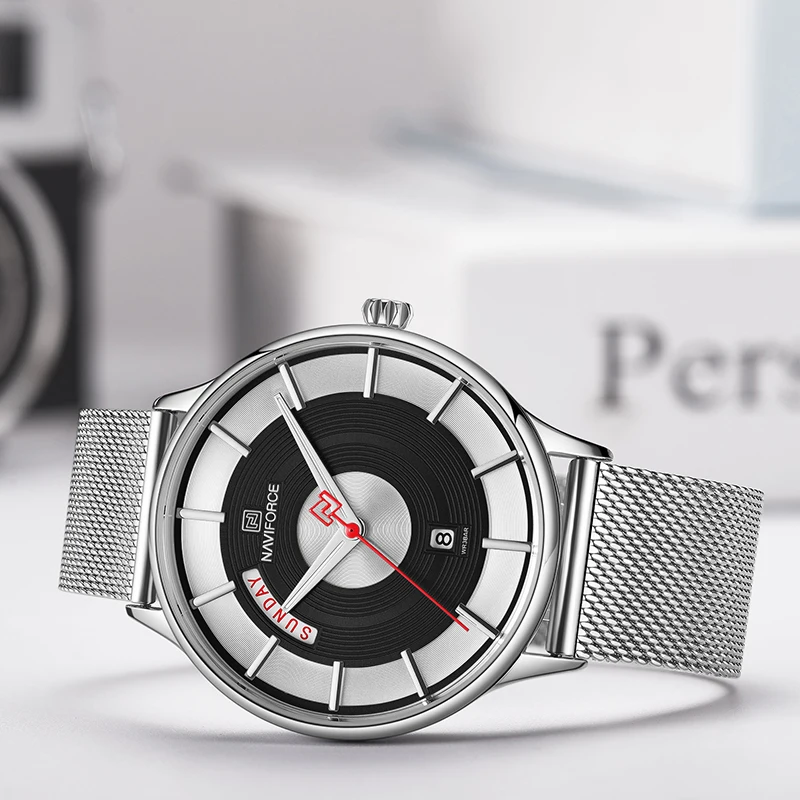 Новые мужские часы NAVIFORCE спортивные сетчатые стальные водонепроницаемые военные