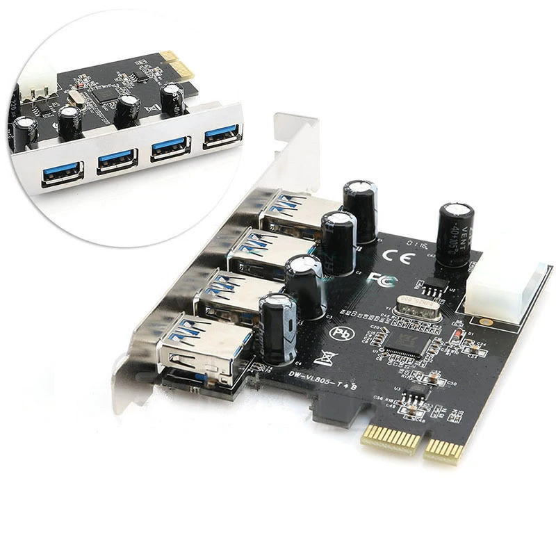 PCI E к USB 3 0 концентратор Express адаптер расширения карты 5 Гбит/с высокоскоростной 4