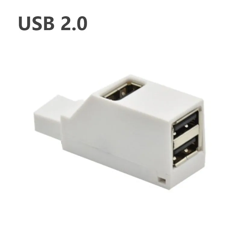 Rovtop Mini USB 3,0/2,0 концентратор 3 порта Портативный usb-хаб 480 Мбит/с высокоскоростной тонкий хаб USB разветвитель черный для использования в ноутбуке - Цвет: white 2.0
