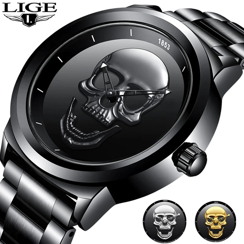 Часы наручные LIGE мужские кварцевые крутые роскошные брендовые креативные