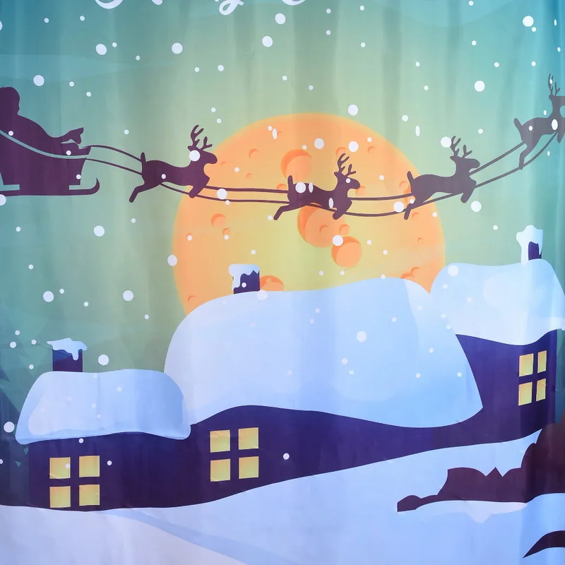1PC Cartoon 3D Digital Printed Shower Curtains Polyester Washing Hanging Xmas Christmas Curtain 180x180cm | Дом и сад