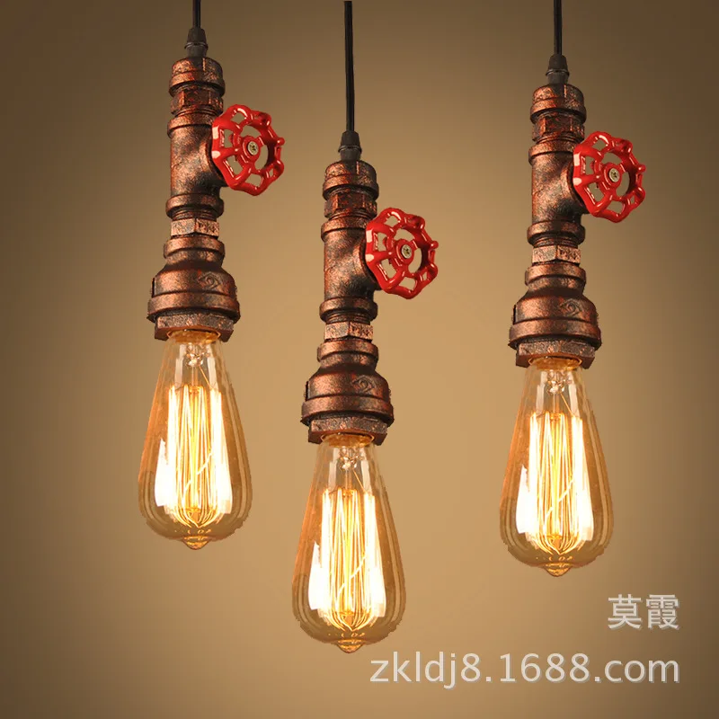 

Loft industrial Iron water Pipe steam punk Vintage pendant lamp cord E27 led pendant lights for bedroom bar restaurant kitchen
