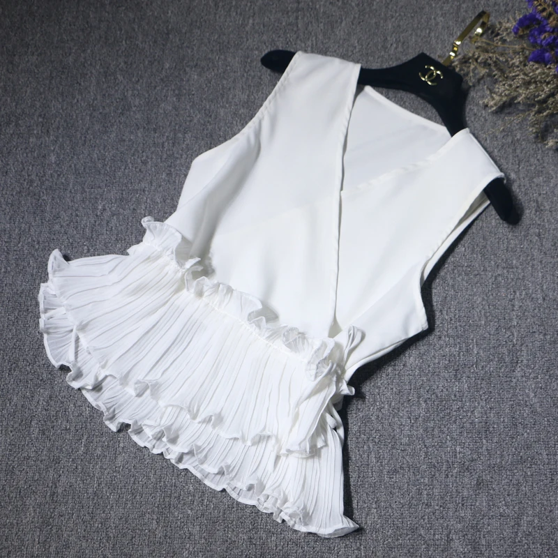 ALPHALMODA летние плиссированные шифоновые женские облегающий наряд без рукавов 2018 OL