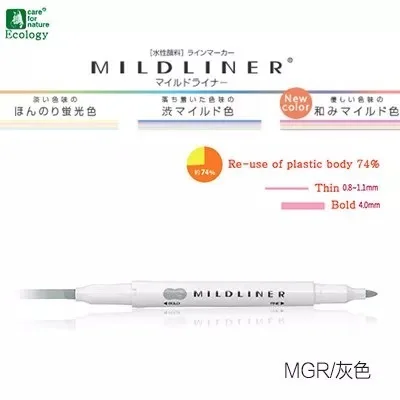 Zebra Mildeliner WKT7 маркерная ручка с двойной головкой флуоресцентные маркерные ручки раскраска текстовая бумага студенческие школьные маркеры офисные - Цвет: MGR