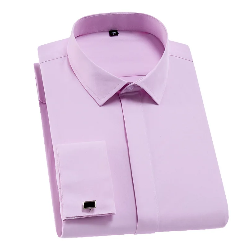 French cufflinks Men's Long Sleeve Slim Men's French Shirt Cufflinks Men's Shirt Formal French Cuffs Shirts Men's Wedding Shirt