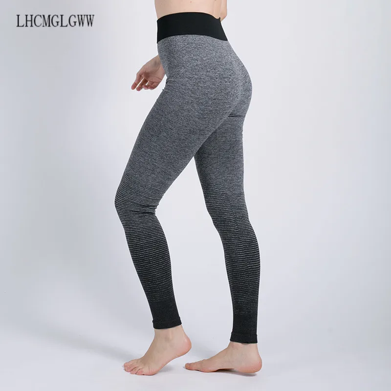 Классический Градиент печати Высокая талия Push Up леггинсы Для женщин пикантные