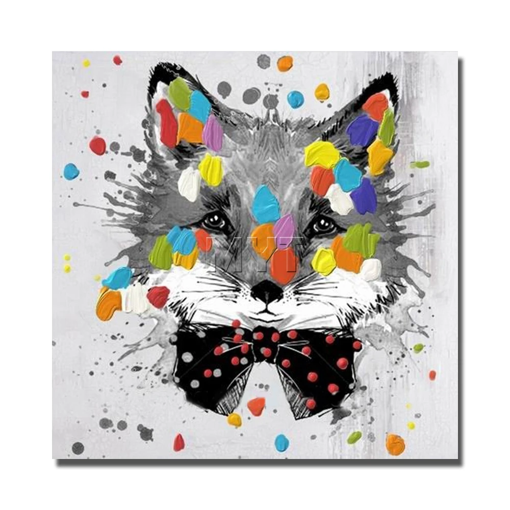 Забавная картина маслом на холсте с изображением лица животного дома Новое