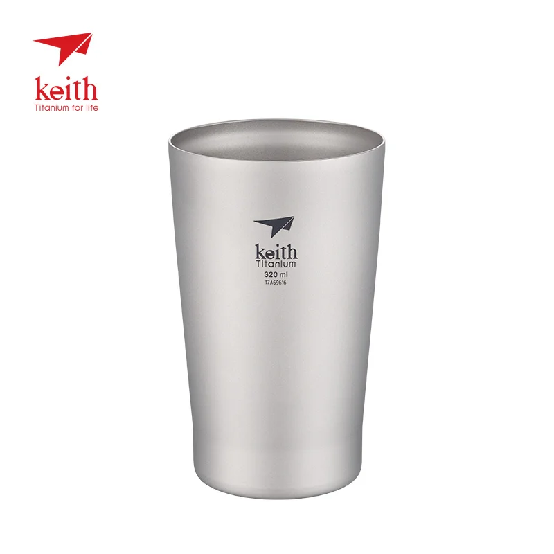 

Keith Double Wall Titanium Beer Mugs Insulation Drinkware Outdoor Camping Coffee Cups Ultralight Travel Mug 320ml 98g Ti9221