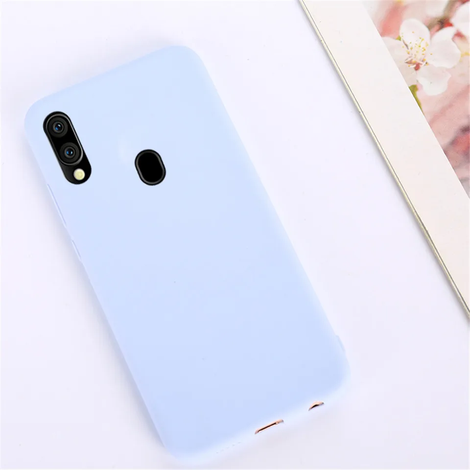 Фиолетовый Твердые Карамельный цвет силиконовый чехол для samsung Galaxy A50 A30 A40 A10 A20 A70 M10 M20 M30 A7 A750 чехол s гелевый Чехол на заднюю панель - Цвет: Фиолетовый