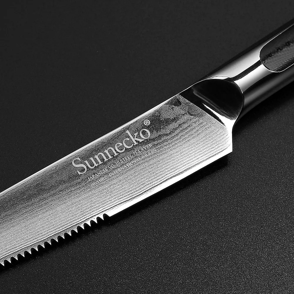 Sunnecko 4 шт. Набор ножей для стейков 5 дюймов кухонный стол кухонные ножи японский VG10 Core Дамасская сталь лезвие G10 ручка посуда