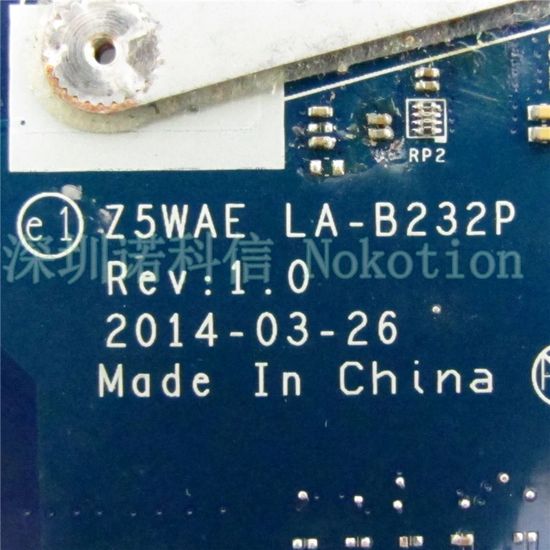 NOKOTION Z5WAE LA-B232P NBMLF11001 NB. MLF11.001 материнская плата для ноутбука acer aspire E5-521