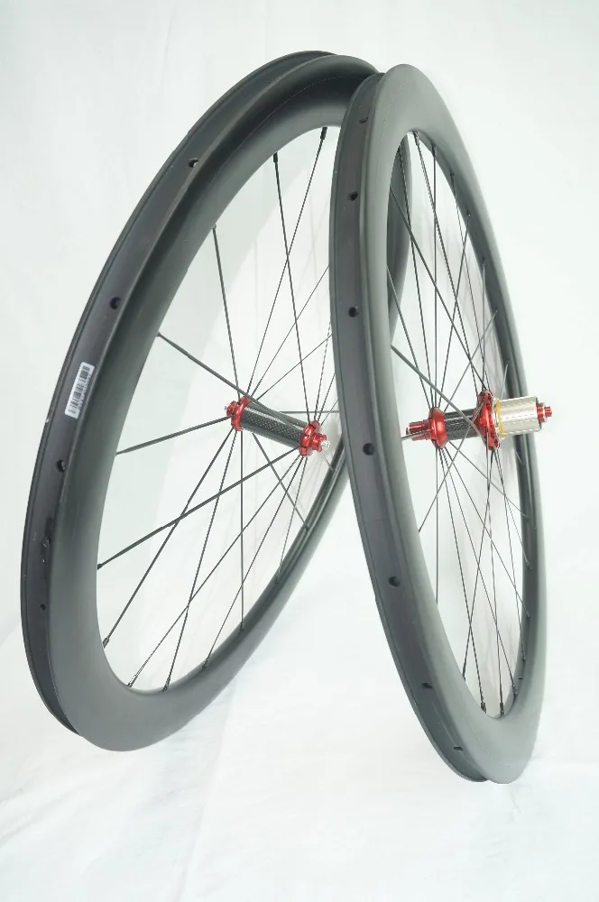 Powerway R36 красные ступицы 50 мм клинчерное углеродное дорожное колесо полностью