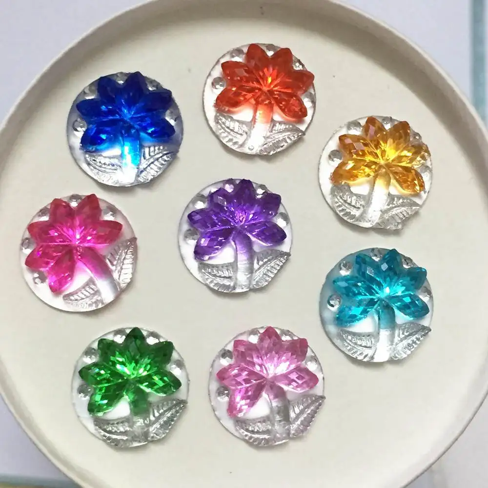 

40pcs AB resin 12mm Dichroic round christmas tree Flatback rhinestone Scrapbook DIY Wedding ornaments buttons crafts PD51