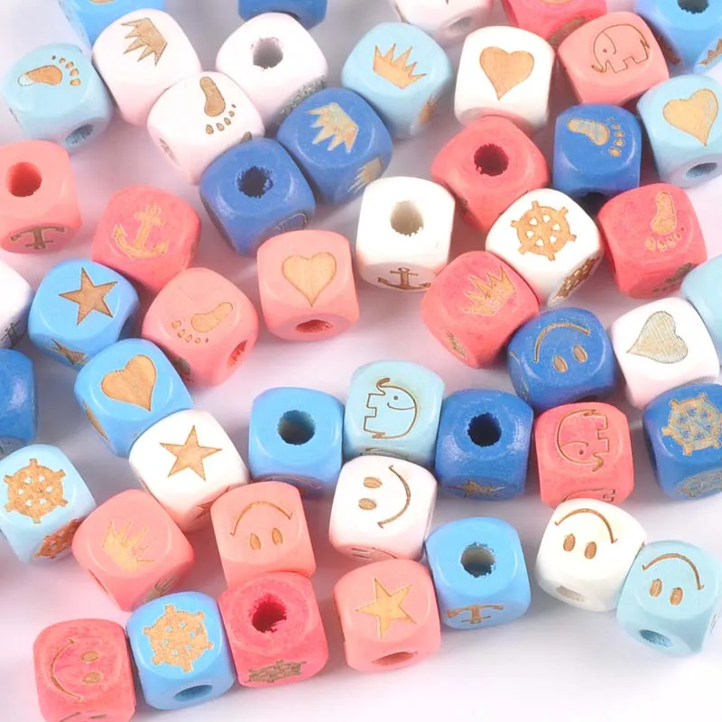 Бусины квадратные деревянные незавершенные геометрические для изготовления