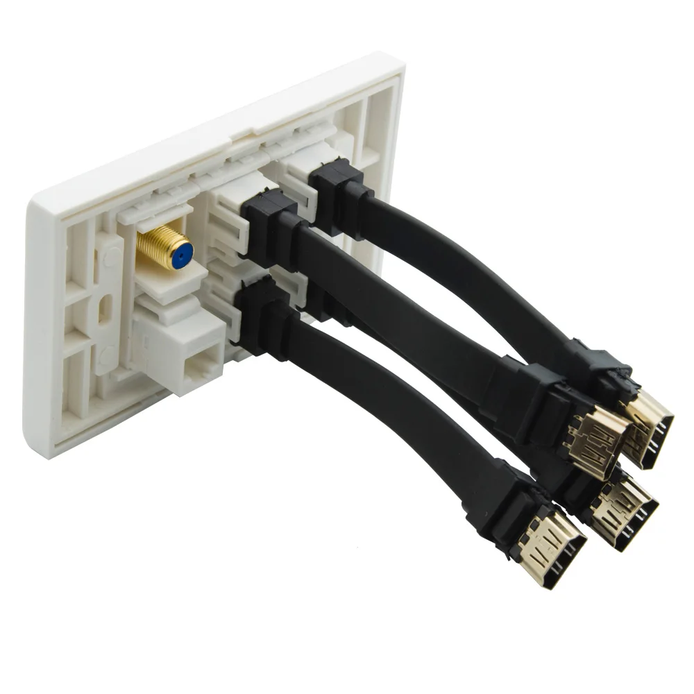 1 банда без винта Порт CAT6 RJ45 порт F RG6 ТВ 4 порта HDMI плоский короткий кабель Стиль