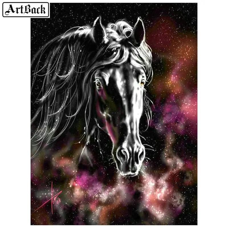 Картина из страз ArtBack 5d сделай сам лошадь животное звездное небо полноразмерная