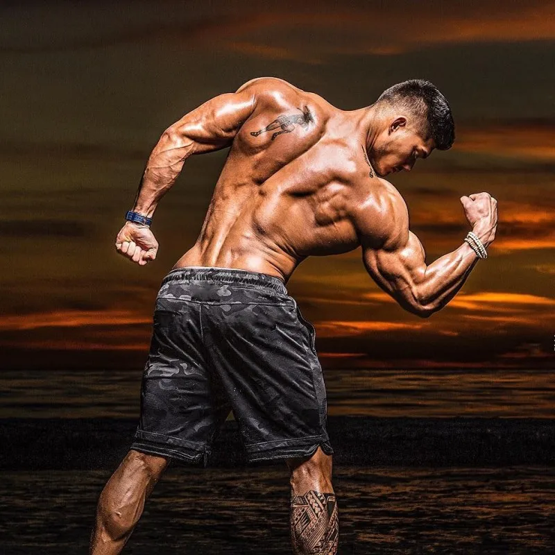 Камуфляжные шорты для бега Для мужчин s штаны фитнес бодибилдинга боксер ММА mtb