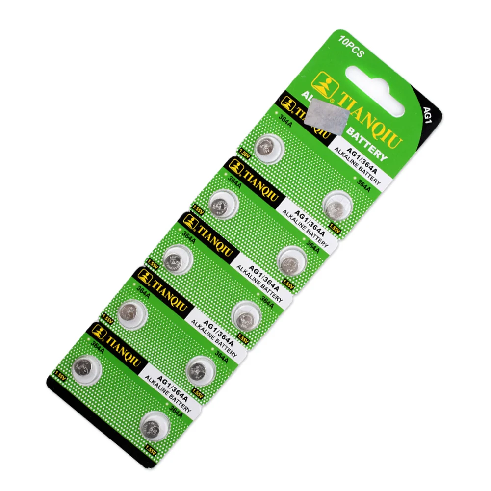 

Cheap Offer Best Price200 Pcs For watch Button Battery AG1 364 LR621 164 531 SR60 SR621SW 1.55V Alkaline Watch Coin Cell Battery