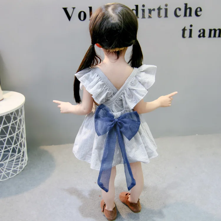 Оригинальные платья для девочек одежда принцессы с большим бантом на спине