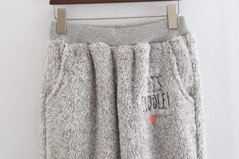 Женские пижамы, 2 шт./костюм, зимняя Пижама с вышивкой кота, Толстая теплая фланелевая Домашняя одежда,, топ, домашняя одежда, свободный размер